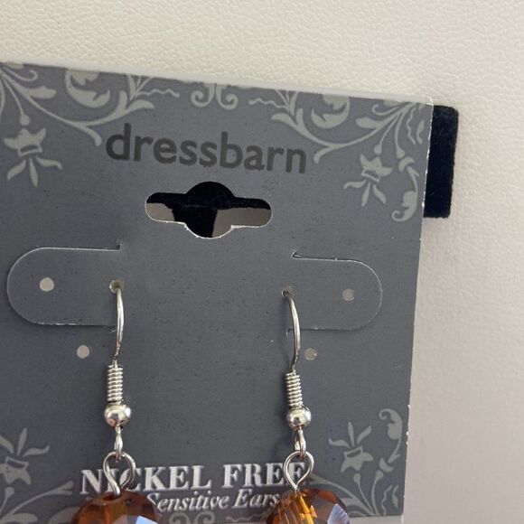 Dress Barn NWT Earrings Nickel Free Silver details with a pendant brown bead - Picture 5 of 6